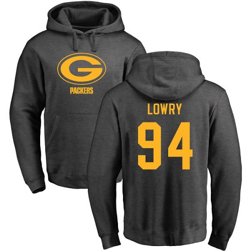 Men Green Bay Packers Ash #94 Lowry Dean One Color Nike NFL Pullover Hoodie Sweatshirts->nfl t-shirts->Sports Accessory